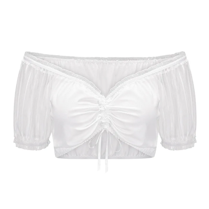 Women White Lace Crop Top V Neck Short Sleeve Sexy See Through Blouse Off Shoulder Ruched Tie Front Summer Party Clubwear
Women White Lace Crop Top V Neck Short Sleeve Sexy See Through Blouse Off Shoulder Ruched Tie Front Summer Party Clubwear