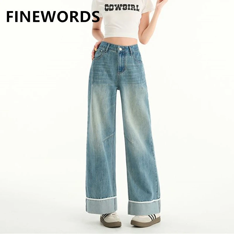 FINEWORDS Retro High Waist Casual Jeans Women Korean Streetwear Easymatch Wide Leg Denim Pants Easymatch Highstreet Cuff Jeans
FINEWORDS Retro High Waist Casual Jeans Women Korean Streetwear Easymatch Wide Leg Denim Pants Easymatch Highstreet Cuff Jeans