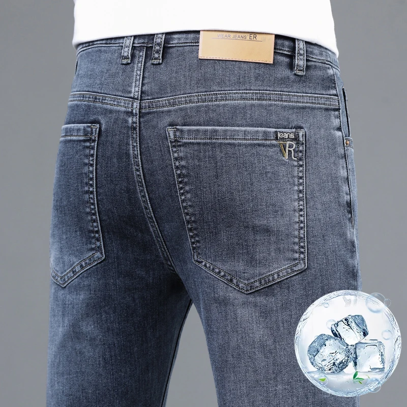 Spring Summer Thin Men's Slim Straight Jeans Comfortable Elastic Business Casual Trousers Soft Cool Retro Washing Denim Pants
Spring Summer Thin Men's Slim Straight Jeans Comfortable Elastic Business Casual Trousers Soft Cool Retro Washing Denim Pants