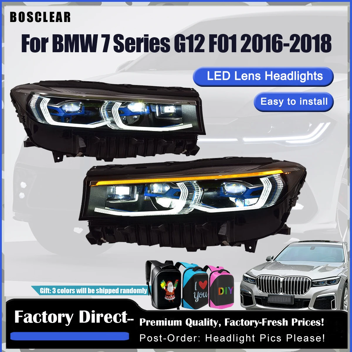 Laser Headlight Assembly for BMW 7 Series F01 G12 2009-2018 Front Dynamic Signal HeadLamp LED Daytime Running Auto Accessories
Laser Headlight Assembly for BMW 7 Series F01 G12 2009-2018 Front Dynamic Signal HeadLamp LED Daytime Running Auto Accessories