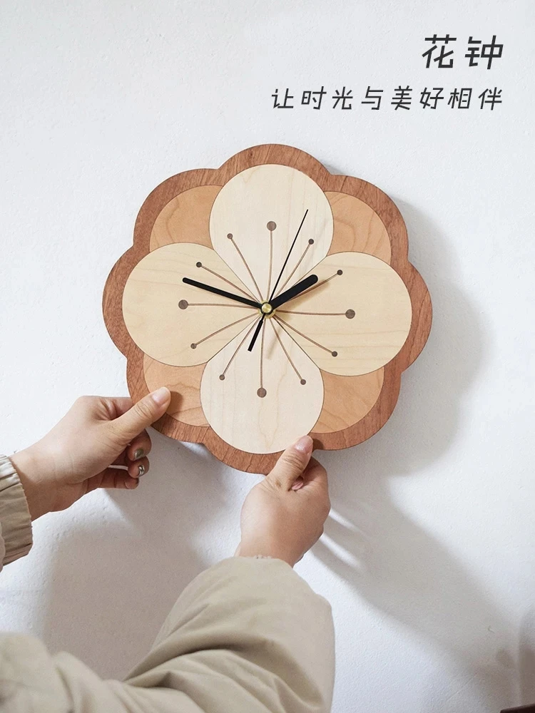 Floral Clock Solid Wood Mute Clock Living Room Home Creative Japanese and Nordic Style Wall Clock
Floral Clock Solid Wood Mute Clock Living Room Home Creative Japanese and Nordic Style Wall Clock