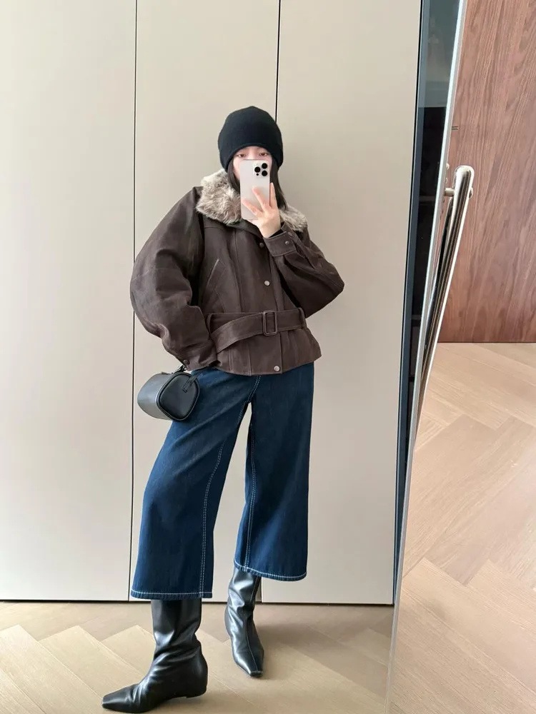 Detachable Pumpkin Fur Collar Parka Women's Waist-Cinching Jaet Casual Straight Cut Long Sve Zipper Closure Warm Coat
Detachable Pumpkin Fur Collar Parka Women's Waist-Cinching Jaet Casual Straight Cut Long Sve Zipper Closure Warm Coat