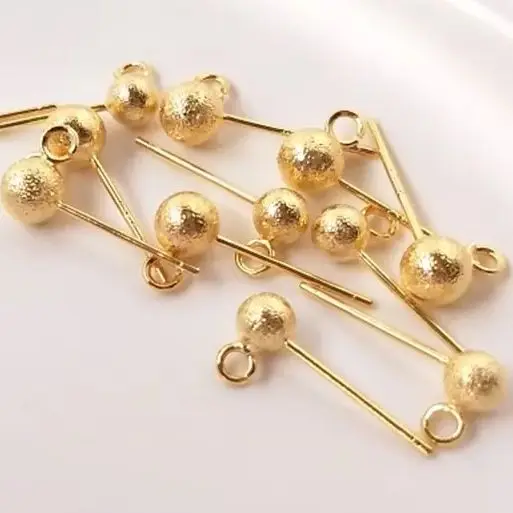 S925 Sterling Silver frosted pea Beaded ear pin plated with 18K real gold sand ball pin with ring earrings DIY ear accessories
S925 Sterling Silver frosted pea Beaded ear pin plated with 18K real gold sand ball pin with ring earrings DIY ear accessories