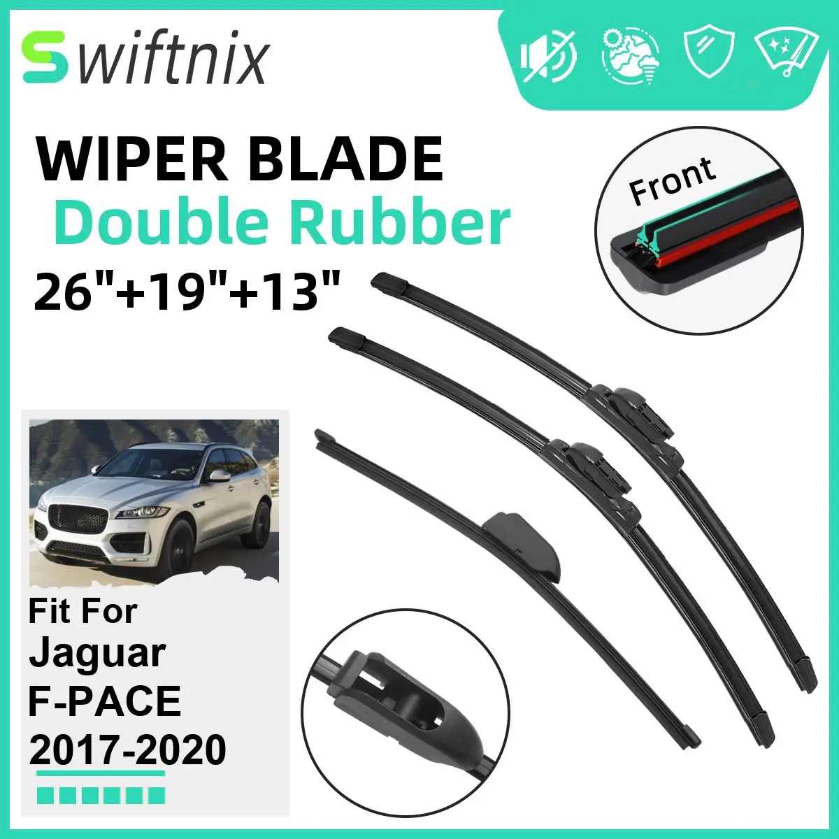 Двойные резиновые автомобильные дворники для Jaguar F-PACE 2017-2020, передние стеклоочистители, резиновые автомобильные аксессуары 2017 2018 2019 2020
Двойные резиновые автомобильные дворники для Jaguar F-PACE 2017-2020, передние стеклоочистители, резиновые автомобильные аксессуары 2017 2018 2019 2020