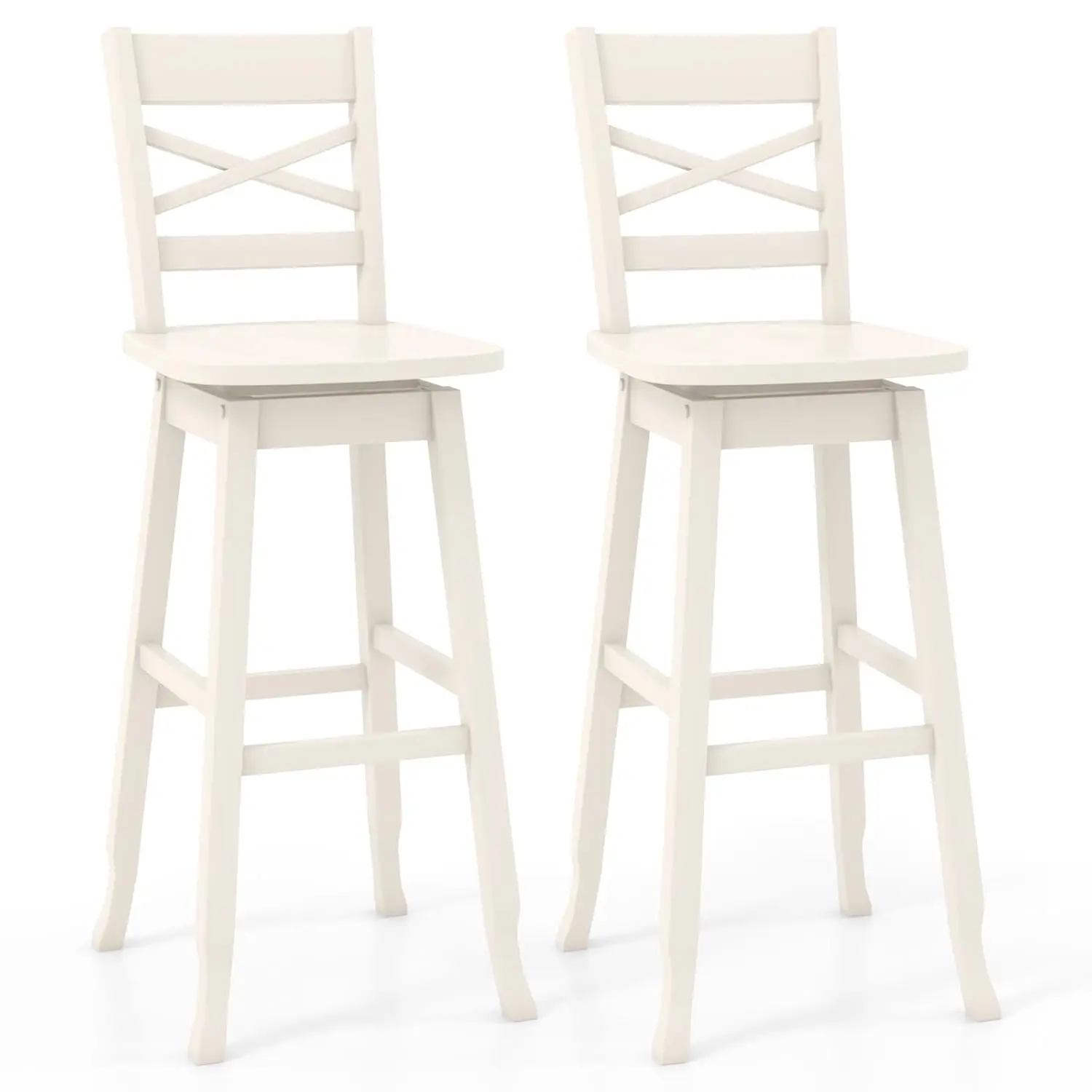 30-Inch Bar Height Stool Set of 2, Rubber Wood Swivel Bar Stool with Inclined Backrest, Curved Seat & Footrest, Bar, Customized
30-Inch Bar Height Stool Set of 2, Rubber Wood Swivel Bar Stool with Inclined Backrest, Curved Seat & Footrest, Bar, Customized