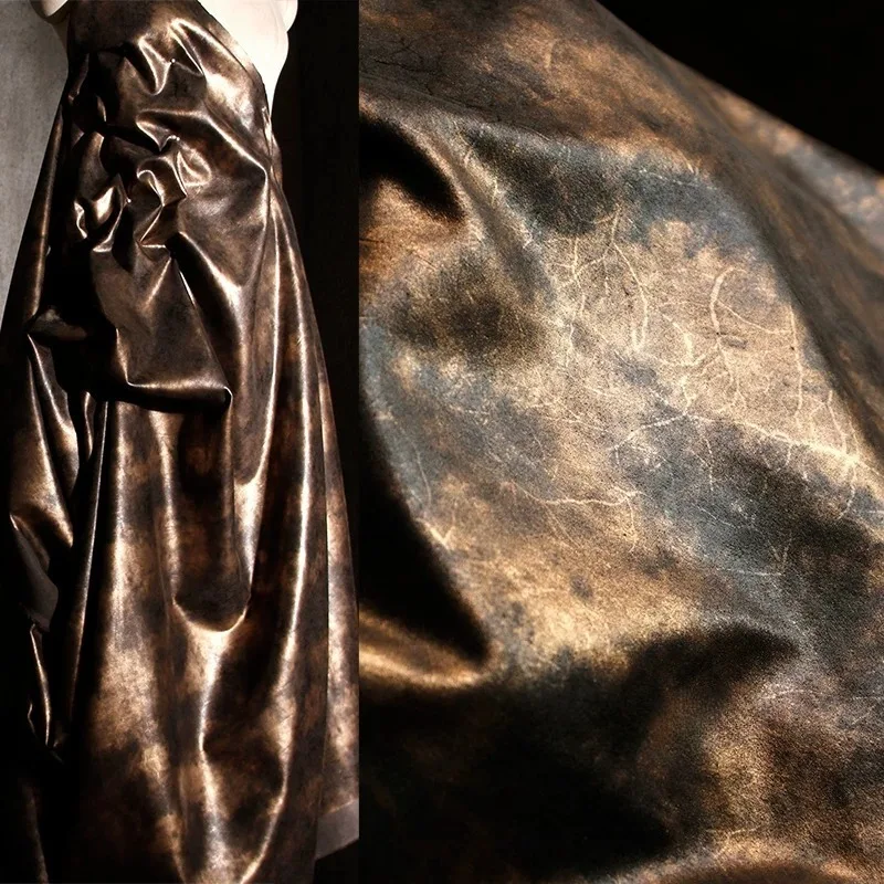 Vintage Faux Leather Fabric Brown Gold Metallic Sheen Textured for Jacket Coat Dress Bag Designer DIY Sewing Accessories
Vintage Faux Leather Fabric Brown Gold Metallic Sheen Textured for Jacket Coat Dress Bag Designer DIY Sewing Accessories