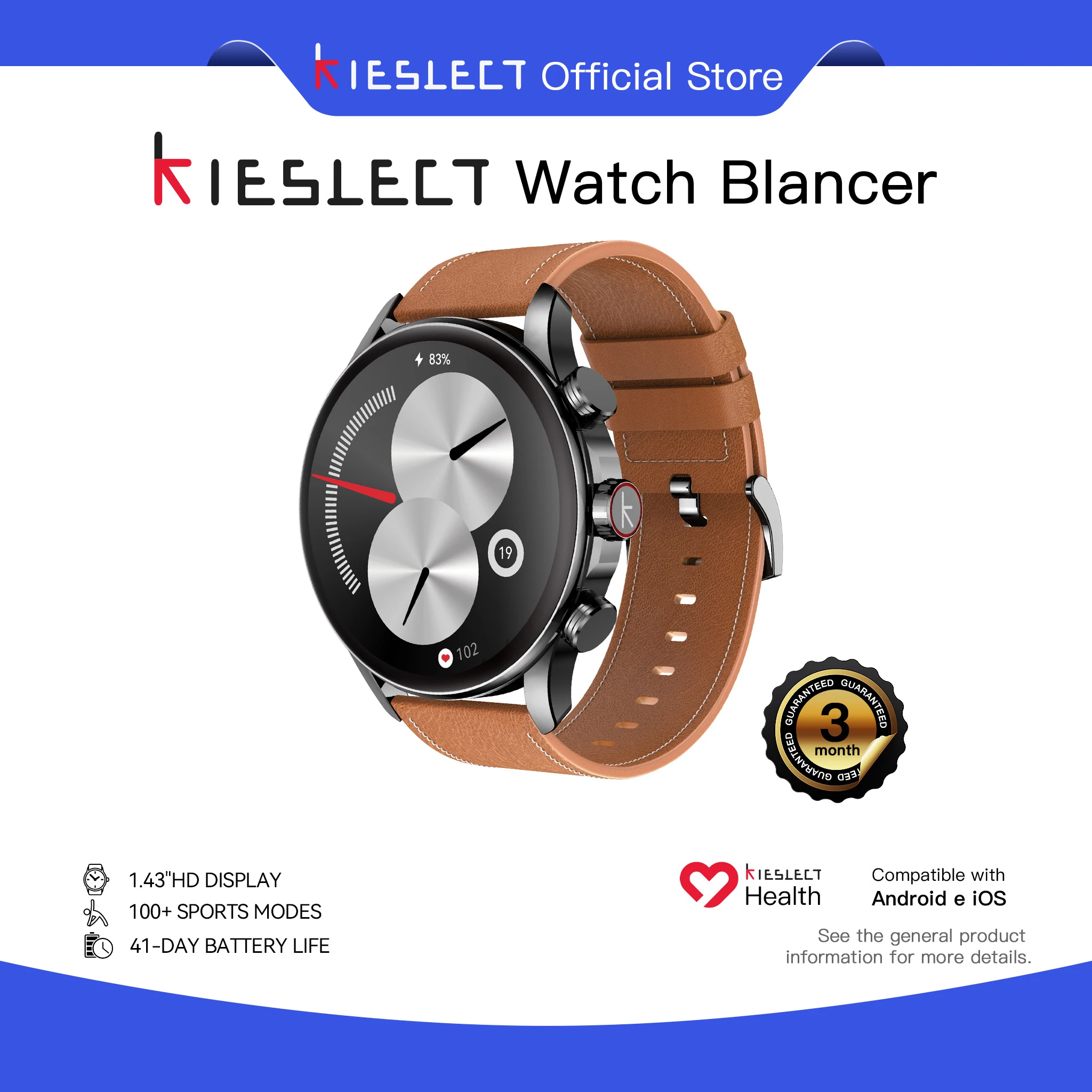 Kieslect Balancer Smart Watch 1.43"AMOLED Display 2ATM Waterproof Fitness Tracker for Sports And Health
Kieslect Balancer Smart Watch 1.43"AMOLED Display 2ATM Waterproof Fitness Tracker for Sports And Health