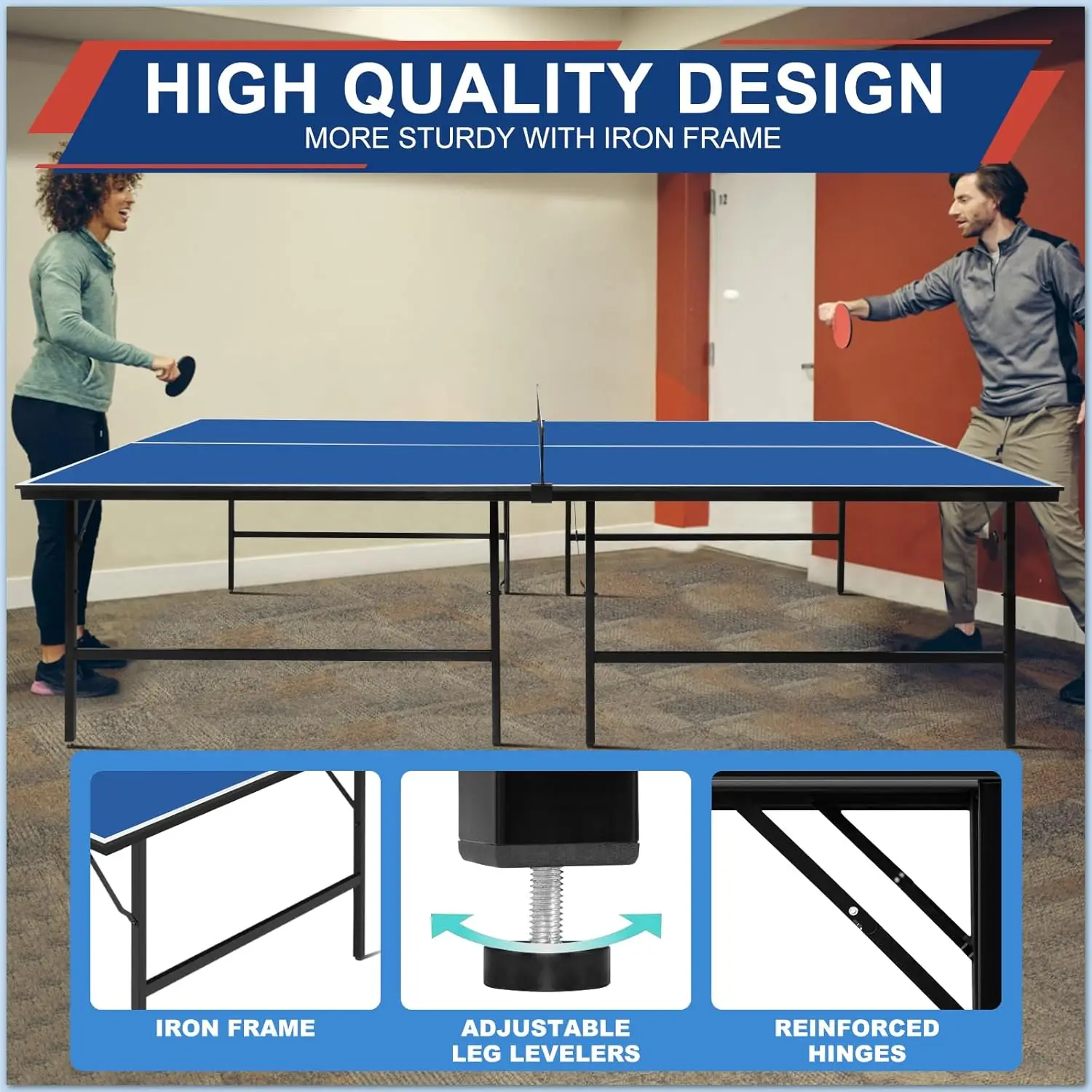 Portable Ping Pong Table, Foldable Indoor Table Tennis Tables Game, Folding Indoor Table Tennis w/ 2 Paddles, 2 Balls and Net fo
Portable Ping Pong Table, Foldable Indoor Table Tennis Tables Game, Folding Indoor Table Tennis w/ 2 Paddles, 2 Balls and Net fo
