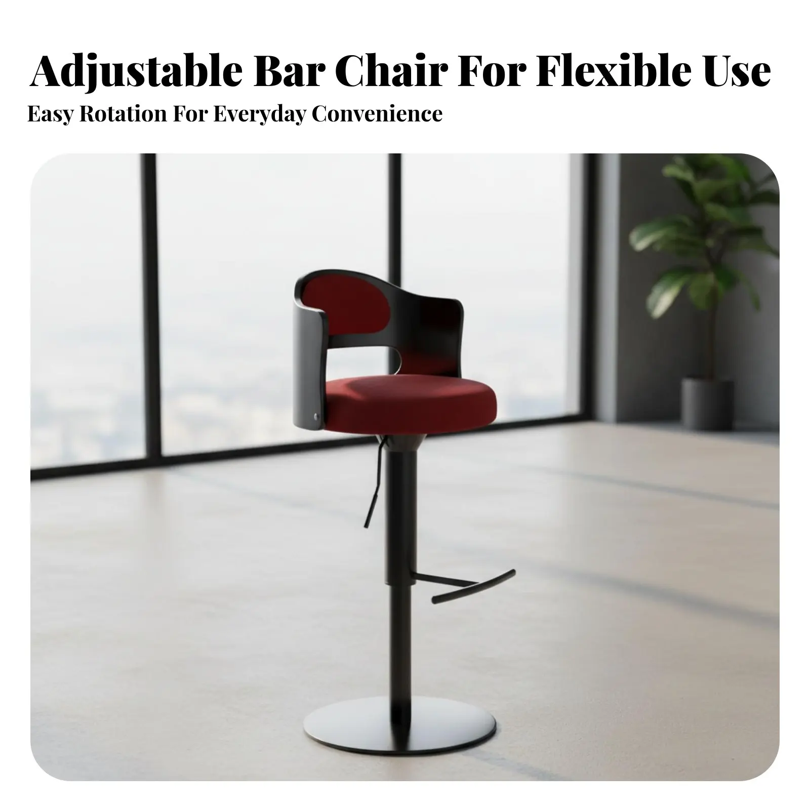 Adjustable Rotating Tavernstool Modern Design Adjustable Rotating Stool with Rear Supportrest Stable Pedestal Base Built-In
Adjustable Rotating Tavernstool Modern Design Adjustable Rotating Stool with Rear Supportrest Stable Pedestal Base Built-In
