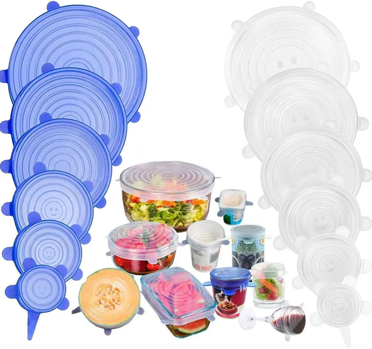 Silicone Stretch Lids, 12 Pack Reusable Silicone Lids, Durable Food Storage Silicone Covers for Bowl, 6 Sizes to Meet Most Conta
Silicone Stretch Lids, 12 Pack Reusable Silicone Lids, Durable Food Storage Silicone Covers for Bowl, 6 Sizes to Meet Most Conta