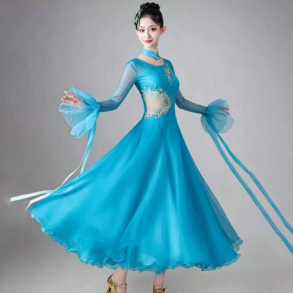 Standard Ballroom Dancing Dress Competition Promotional Ribbon Flamenco Dress Ladies New White High End Team Show Navy Blue
Standard Ballroom Dancing Dress Competition Promotional Ribbon Flamenco Dress Ladies New White High End Team Show Navy Blue