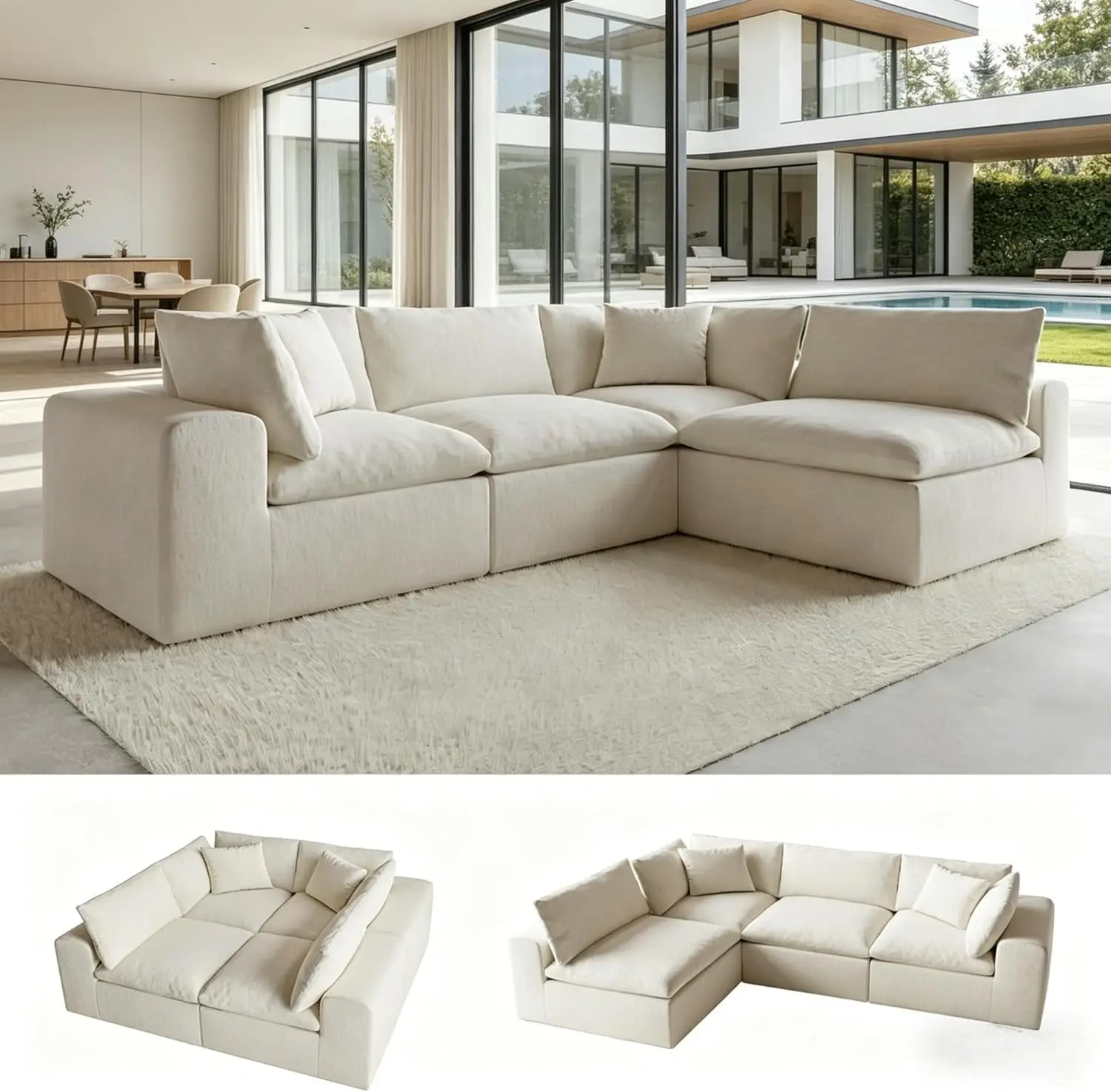 130 Oversized Boneless Cloud Couch Modular Sectional Couches for Living Room L Shaped with Deep Seats No Assembly Required 4
130 Oversized Boneless Cloud Couch Modular Sectional Couches for Living Room L Shaped with Deep Seats No Assembly Required 4