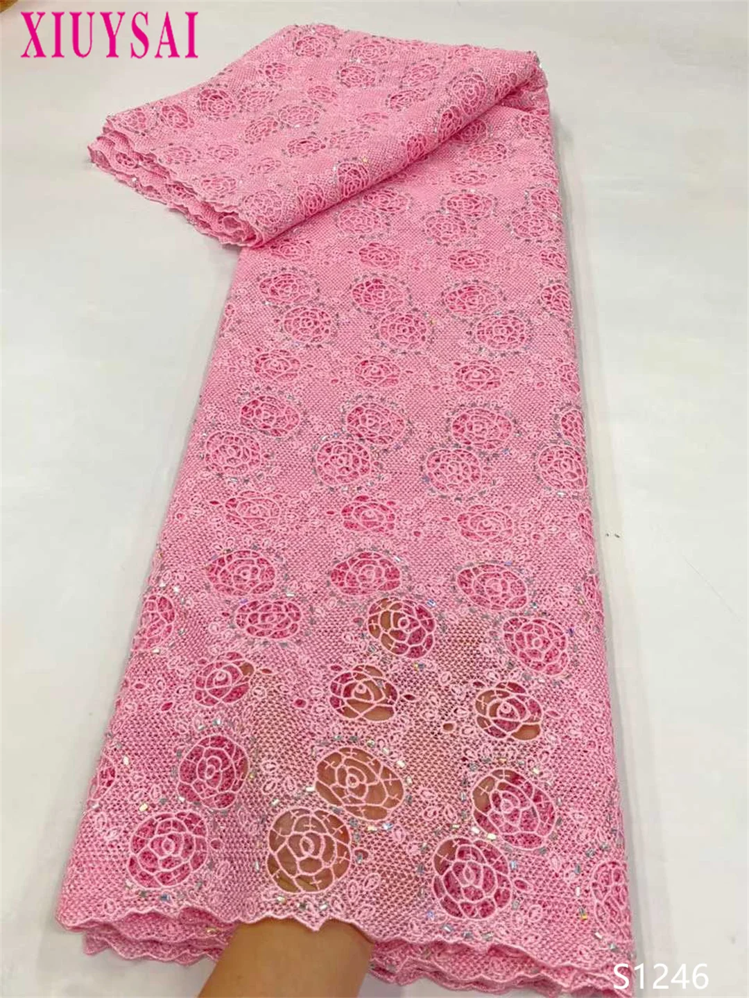 Nigerian Guipure Cord Lace Fabric for Women, African Water Soluble Sequins, Wedding Dresses, High Quality, 5 Yards, 2022 Latest
Nigerian Guipure Cord Lace Fabric for Women, African Water Soluble Sequins, Wedding Dresses, High Quality, 5 Yards, 2022 Latest