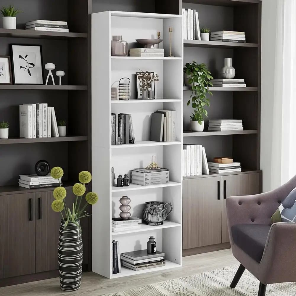 6-Tier Tall Bookshelf - Large Open Storage Display for Living Room, Home Office, Bedroom, White
6-Tier Tall Bookshelf - Large Open Storage Display for Living Room, Home Office, Bedroom, White