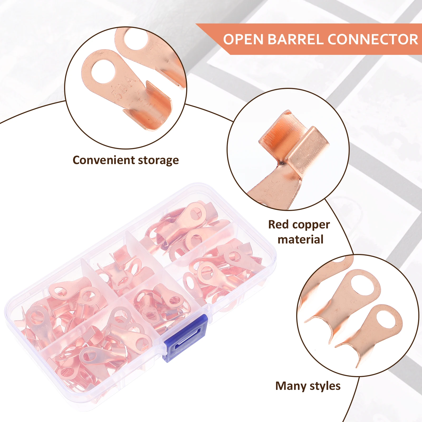 70pcs Copper Nose Terminal Ring Lugs Open Barrel Connectors Heavy Duty Wire Crimp For Electrical Wiring Connection Circular
70pcs Copper Nose Terminal Ring Lugs Open Barrel Connectors Heavy Duty Wire Crimp For Electrical Wiring Connection Circular