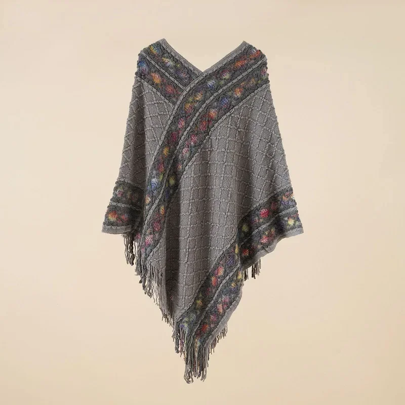 Poncho Spring Autumn New Pullover Cloak Ethnic Style Cape Outwear Tourism Holiday Photo Leisure Fashion Women Rhombus Gray
Poncho Spring Autumn New Pullover Cloak Ethnic Style Cape Outwear Tourism Holiday Photo Leisure Fashion Women Rhombus Gray