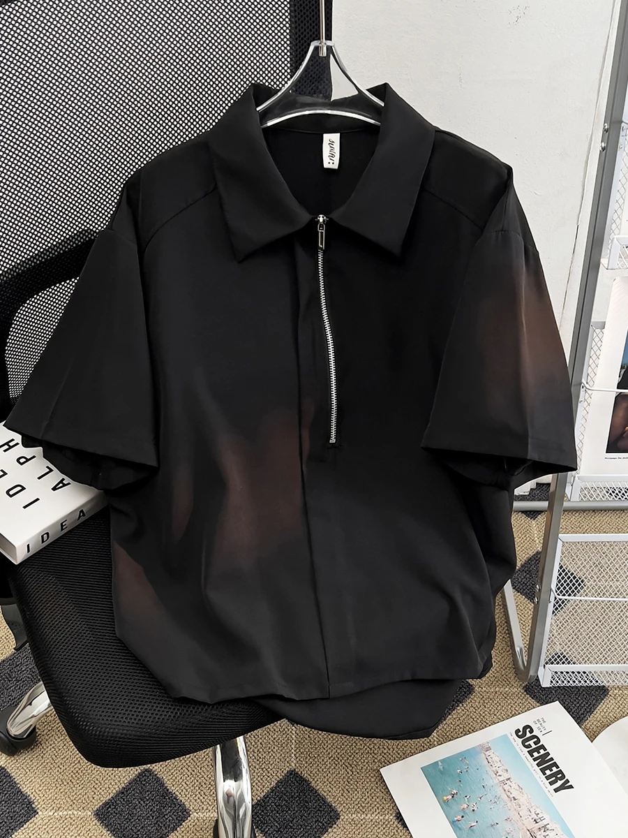 Zipper Shirt Men's Short Sleeve Summer Ice Silk 2024 New Casual Trendy High-End Feeling Handsome 5-Sleeve T-Shirt
Zipper Shirt Men's Short Sleeve Summer Ice Silk 2024 New Casual Trendy High-End Feeling Handsome 5-Sleeve T-Shirt