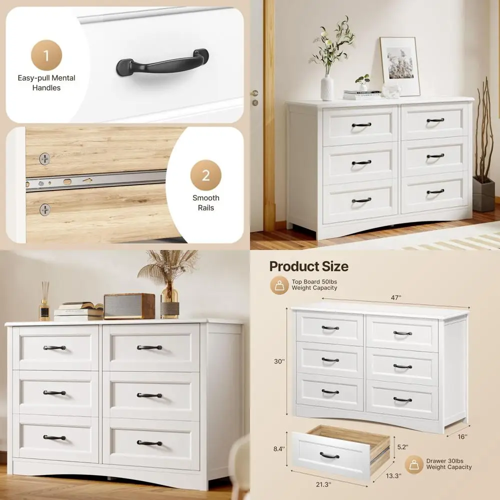 Комод с 6 ящиками для спальни, большой комод 47 дюймов с металлическими ручками, для детской комнаты, белый комод с 6 ящиками для хранения для гостиной
Комод с 6 ящиками для спальни, большой комод 47 дюймов с металлическими ручками, для детской комнаты, белый комод с 6 ящиками для хранения для гостиной