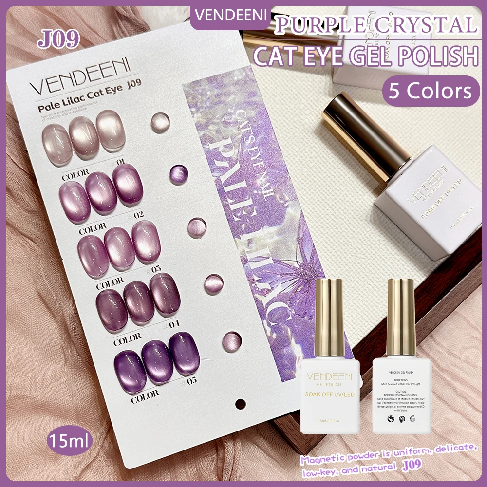 Vendeeni 5 Colors/set Purple Crystal Cat Eye Gel Nail Polish UV LED Transparent Magnetic Nail Varnish With Color Display Card
Vendeeni 5 Colors/set Purple Crystal Cat Eye Gel Nail Polish UV LED Transparent Magnetic Nail Varnish With Color Display Card