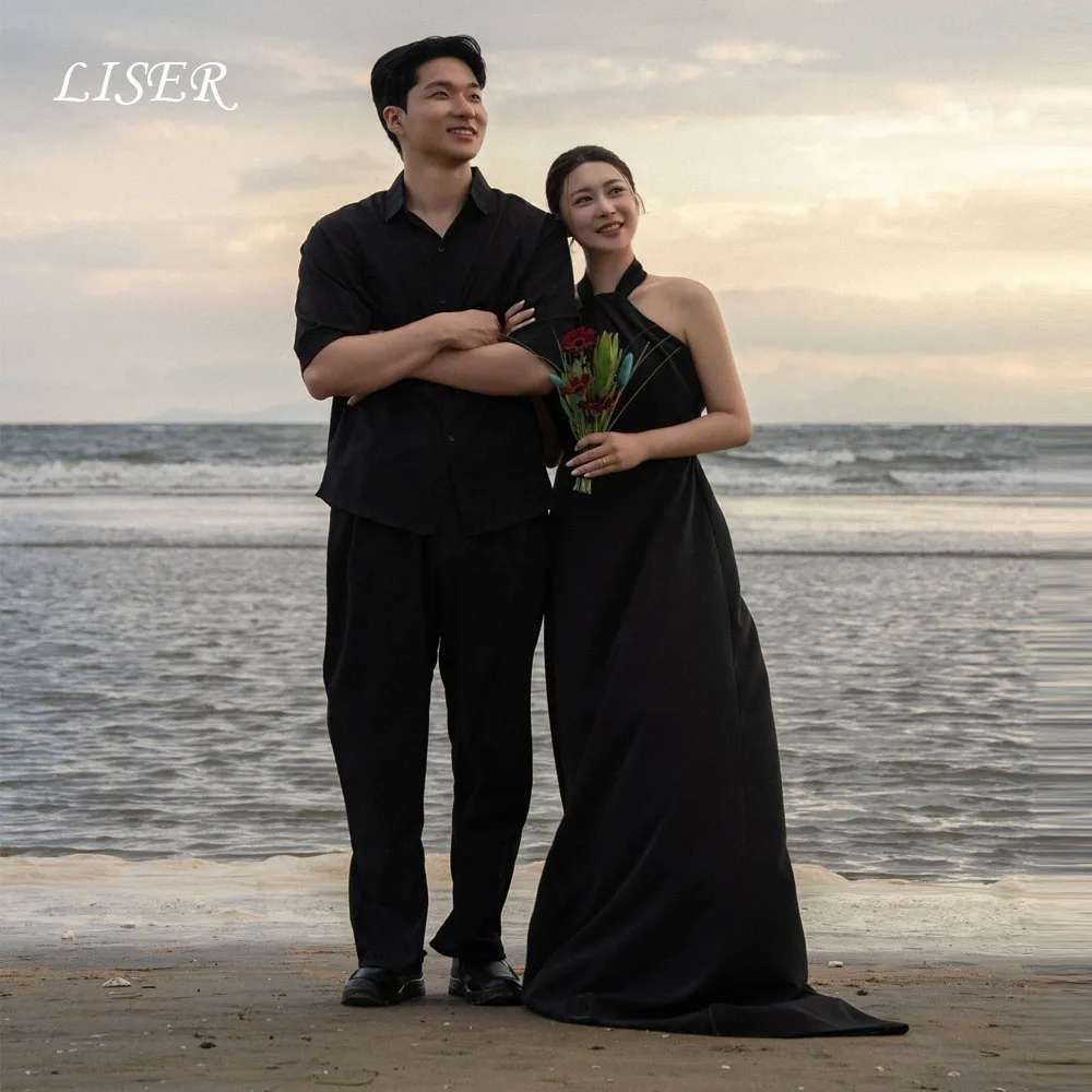 Liser Black Halter Backless A-Line Evening Dresses Sexy Modern Simple Silk Satin Photo Shoot Prom Gowns Customized 저녁 드레스
Liser Black Halter Backless A-Line Evening Dresses Sexy Modern Simple Silk Satin Photo Shoot Prom Gowns Customized 저녁 드레스