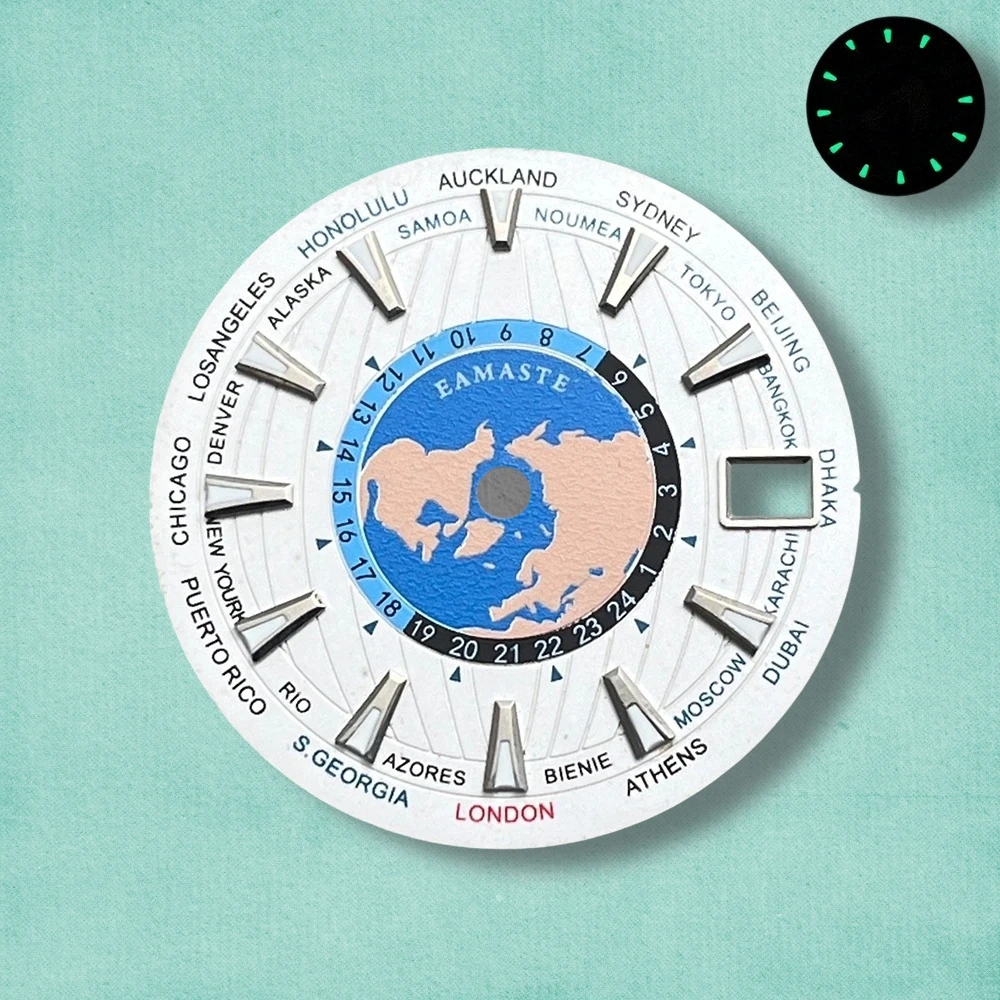 28.5mm S Logo World Map Dial Fit NH35/NH36/4R/7S Japanese Automatic Movement Green Luminous Watch Modification Accessories
28.5mm S Logo World Map Dial Fit NH35/NH36/4R/7S Japanese Automatic Movement Green Luminous Watch Modification Accessories