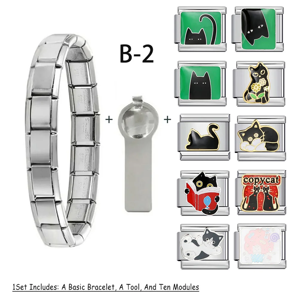 12PCS/Set Cute Cat Dog Rabbit Bear Cartoon Animal Stainless Steel Italian Charm Bracelet Pack for Women Men Gift DIY Jewelry
12PCS/Set Cute Cat Dog Rabbit Bear Cartoon Animal Stainless Steel Italian Charm Bracelet Pack for Women Men Gift DIY Jewelry