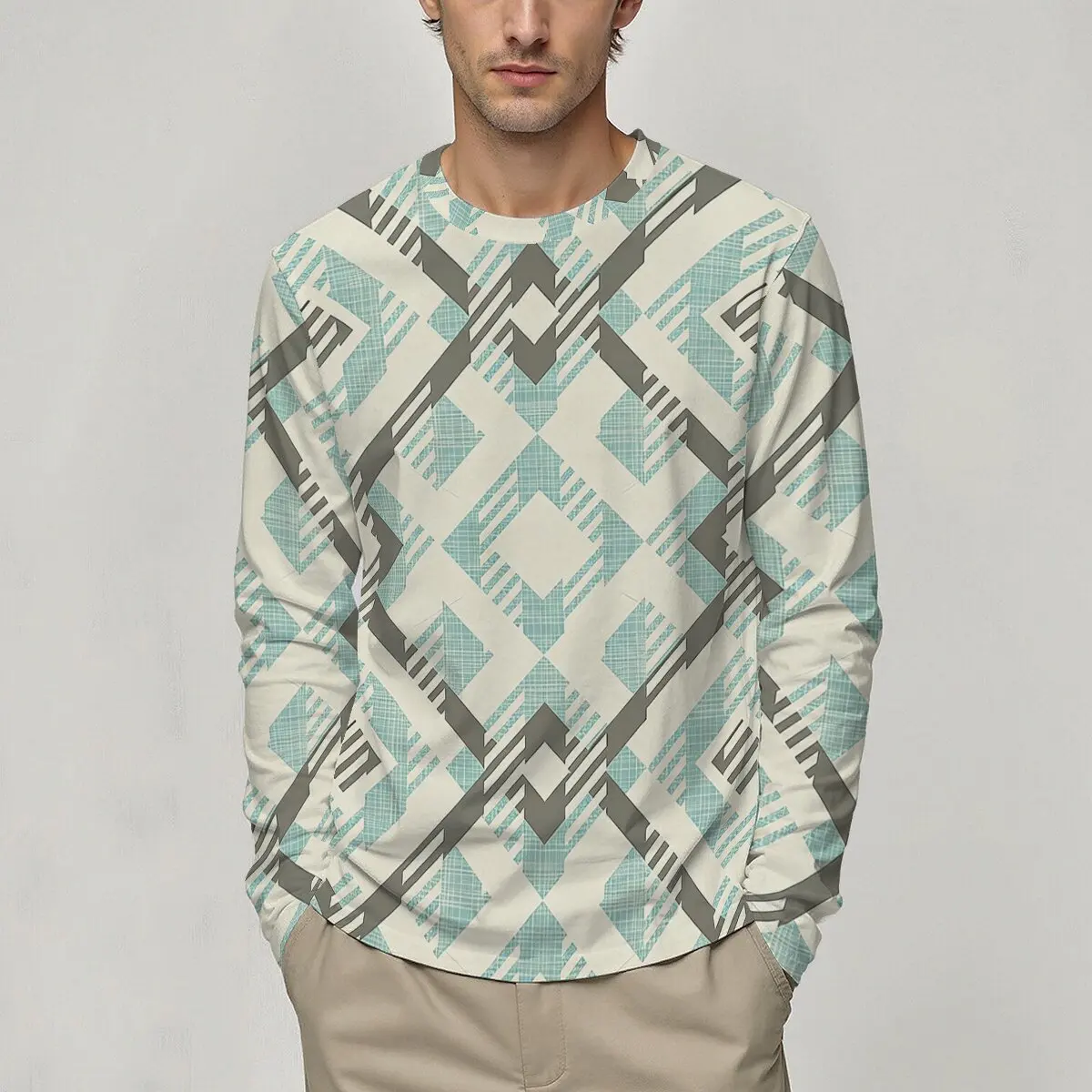 Classic Men's Crew Neck Long-Sleeve T-Shirts,Featuring Argyle Square Prints,a Blend of Retro and Fashion Styles,ldeal
Classic Men's Crew Neck Long-Sleeve T-Shirts,Featuring Argyle Square Prints,a Blend of Retro and Fashion Styles,ldeal