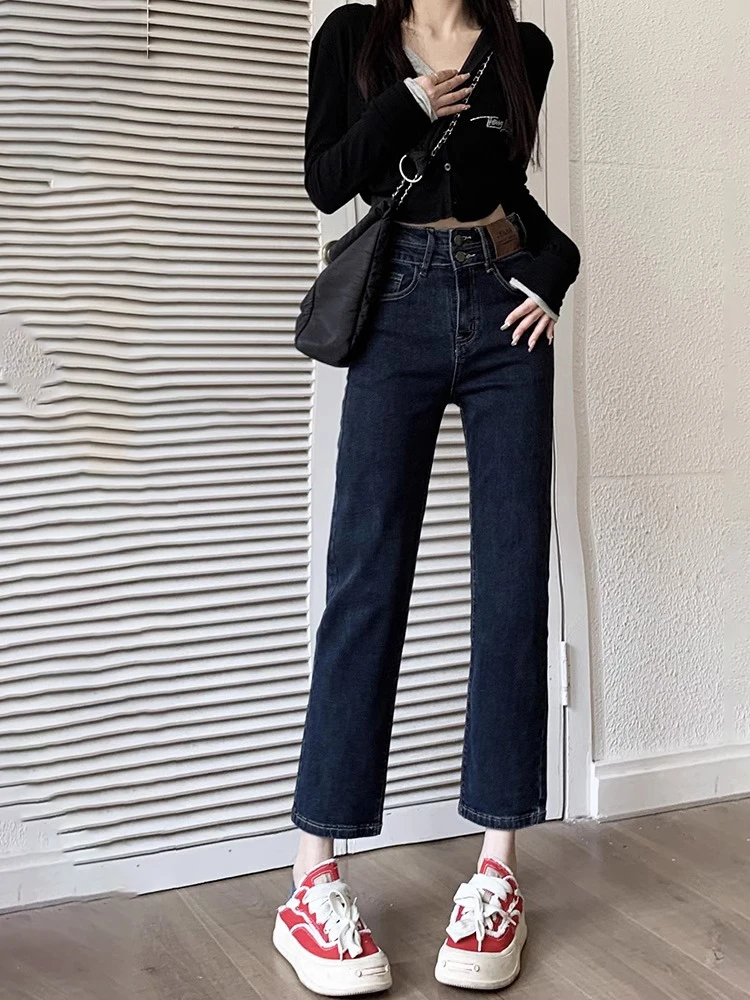 High Waist Straight Leg Denim Jeans Women's Spring Autumn New Style Small Size Elastic Double Buckle Slimming Nine Tube Pants
High Waist Straight Leg Denim Jeans Women's Spring Autumn New Style Small Size Elastic Double Buckle Slimming Nine Tube Pants