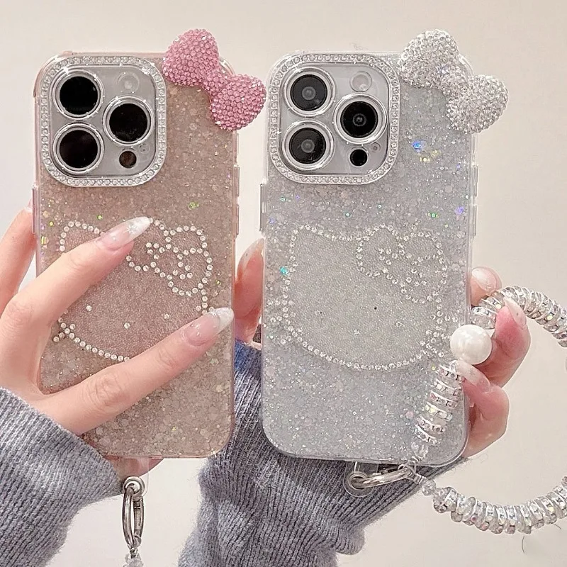 Sanrio Kawaii Hello Kitty Acrylic Flash Drill Bow Mobile Phone Case Anime Cartoon Good Looking High-end IPhone Protective Cases
Sanrio Kawaii Hello Kitty Acrylic Flash Drill Bow Mobile Phone Case Anime Cartoon Good Looking High-end IPhone Protective Cases