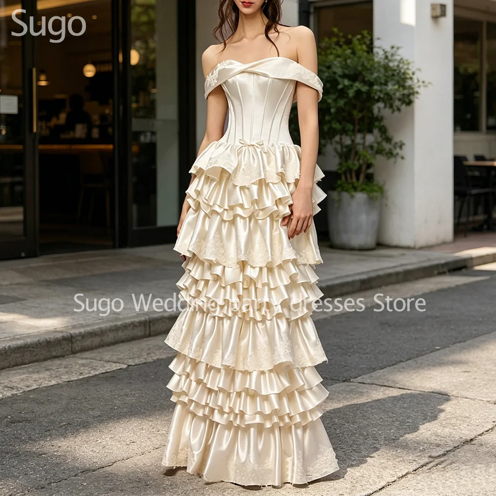 Customized Elegant Long Tiered Wedding Dresses Satin Off Shoulder Floor-Length Brides Dress Women Vestidos De Novias Gowns 2026
Customized Elegant Long Tiered Wedding Dresses Satin Off Shoulder Floor-Length Brides Dress Women Vestidos De Novias Gowns 2026