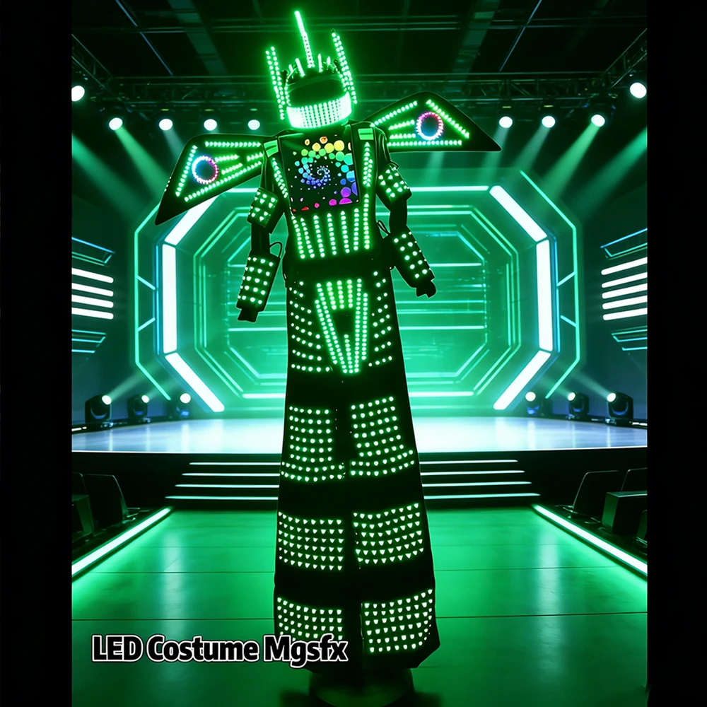 Светящийся костюм робота с LED-подсветкой, светящаяся одежда, костюм для ходьбы на ходулях, танцевальный костюм для выступлений в ночных клубах и на сцене
Светящийся костюм робота с LED-подсветкой, светящаяся одежда, костюм для ходьбы на ходулях, танцевальный костюм для выступлений в ночных клубах и на сцене