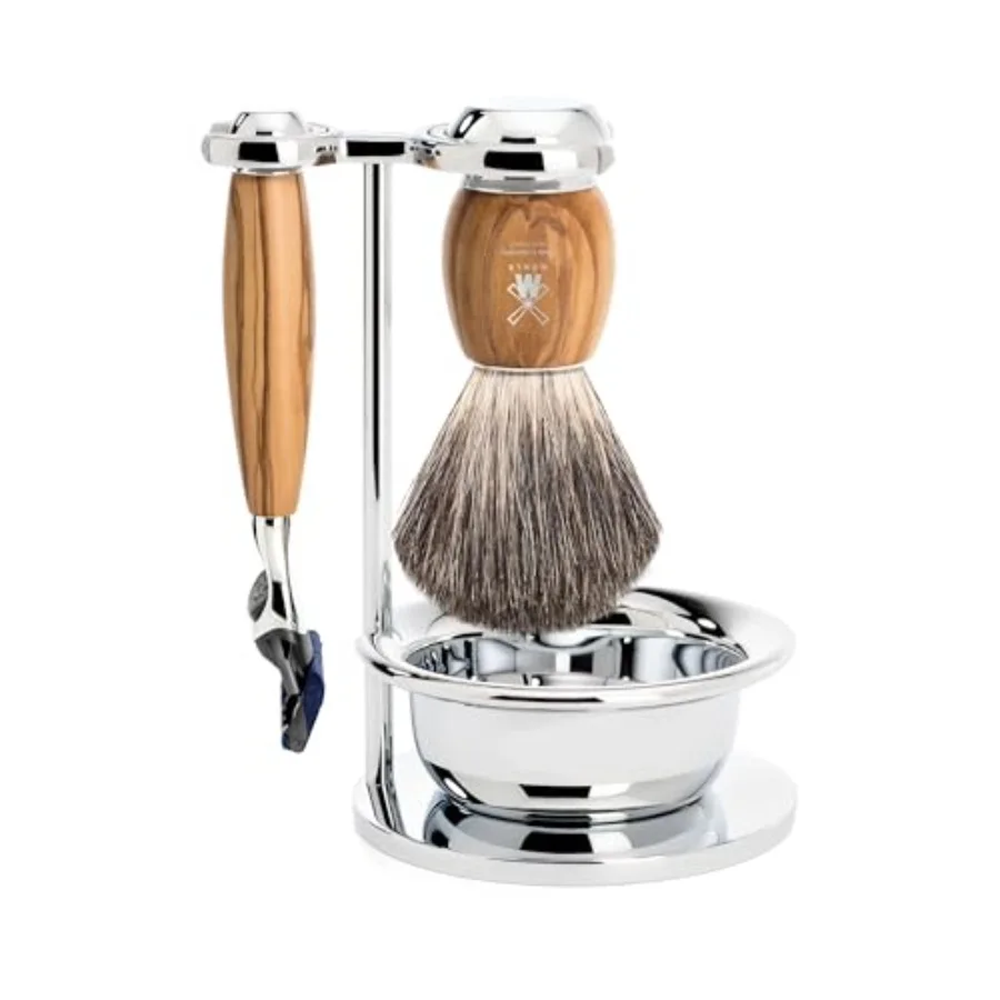 MHLE VIVO Olive Wood 4-Piece Pure Badger 5-Blade Razor Shaving Set for Men Natural Olive Wood Handle Dark Brown Blades Premium
MHLE VIVO Olive Wood 4-Piece Pure Badger 5-Blade Razor Shaving Set for Men Natural Olive Wood Handle Dark Brown Blades Premium