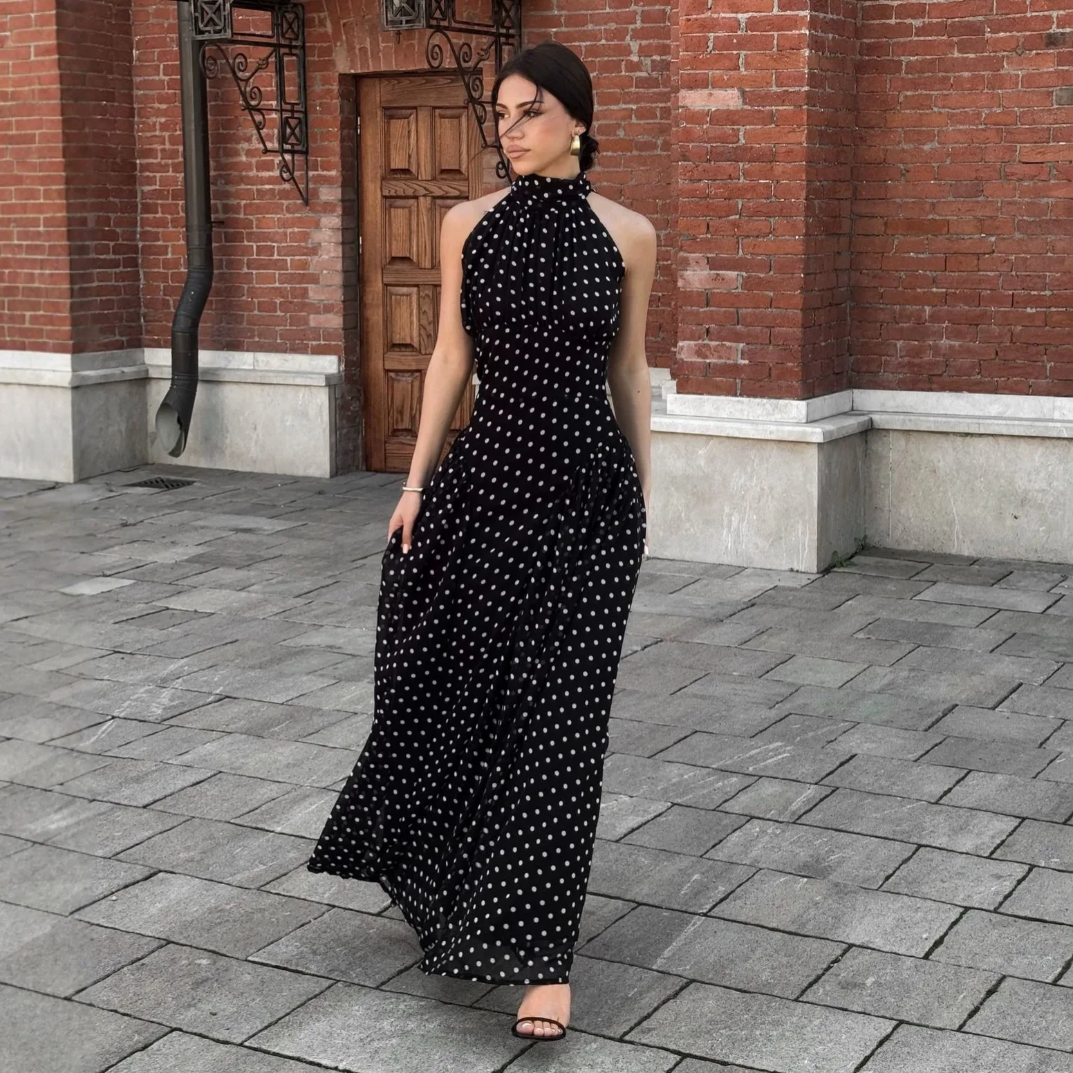 New Arrival 2026 Summer European & American Women's Elegant Vintage Polka-dot Halter Sleeveless Slim-fit Maxi Dress
New Arrival 2026 Summer European & American Women's Elegant Vintage Polka-dot Halter Sleeveless Slim-fit Maxi Dress
