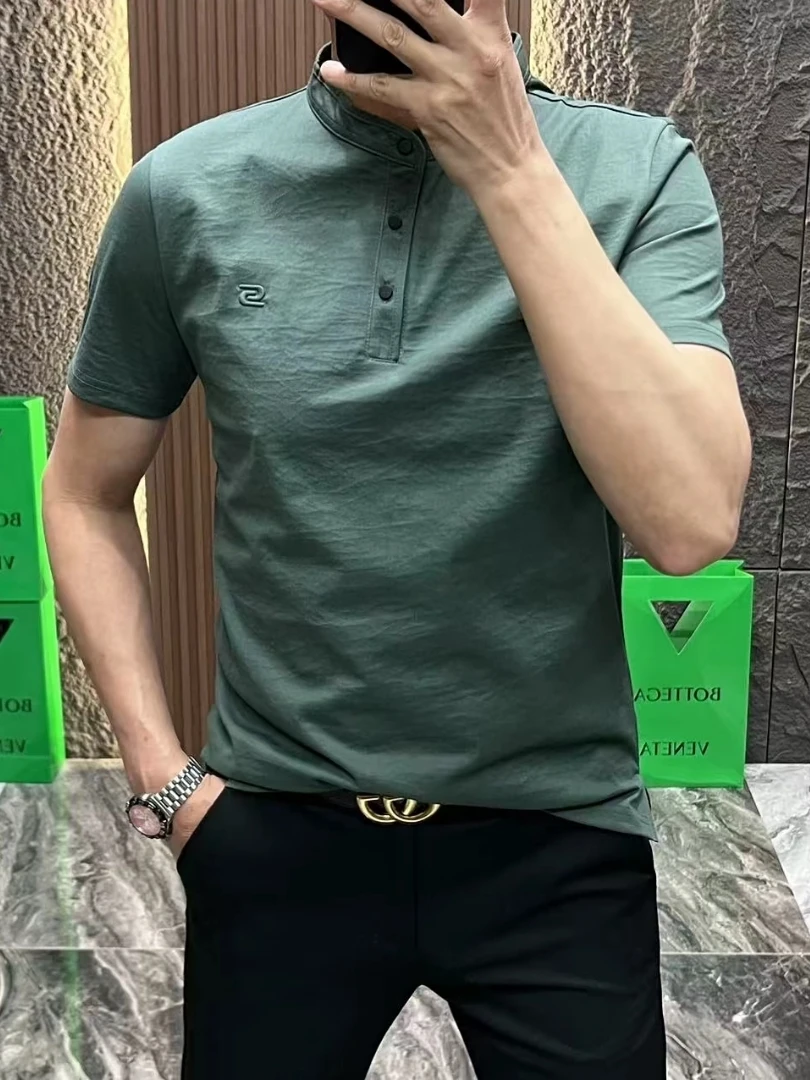 Летняя мужская футболка из льна с маленьким воротником, дышащая, высококачественная, универсальная, модная, класса люкс
Летняя мужская футболка из льна с маленьким воротником, дышащая, высококачественная, универсальная, модная, класса люкс