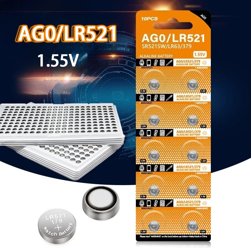10-100pcs 1.55V AG0 LR521 Alkaline Coin Cell SR521SW 379A 379 D379 SR63 1.5V Alkaline Coin Cell for Watch Precision Instruments
10-100pcs 1.55V AG0 LR521 Alkaline Coin Cell SR521SW 379A 379 D379 SR63 1.5V Alkaline Coin Cell for Watch Precision Instruments