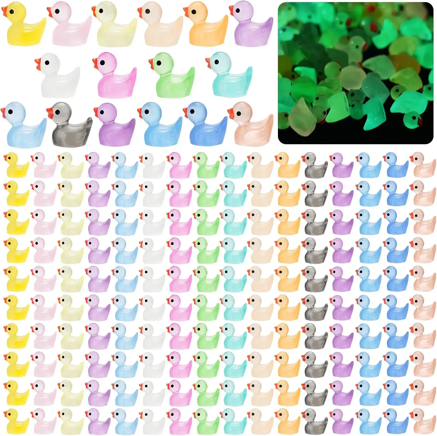 240Pcs Glow in The Dark Mini Resin Ducks - Tiny Luminous Duck Figures for Party Favors, Hide and Seek
240Pcs Glow in The Dark Mini Resin Ducks - Tiny Luminous Duck Figures for Party Favors, Hide and Seek