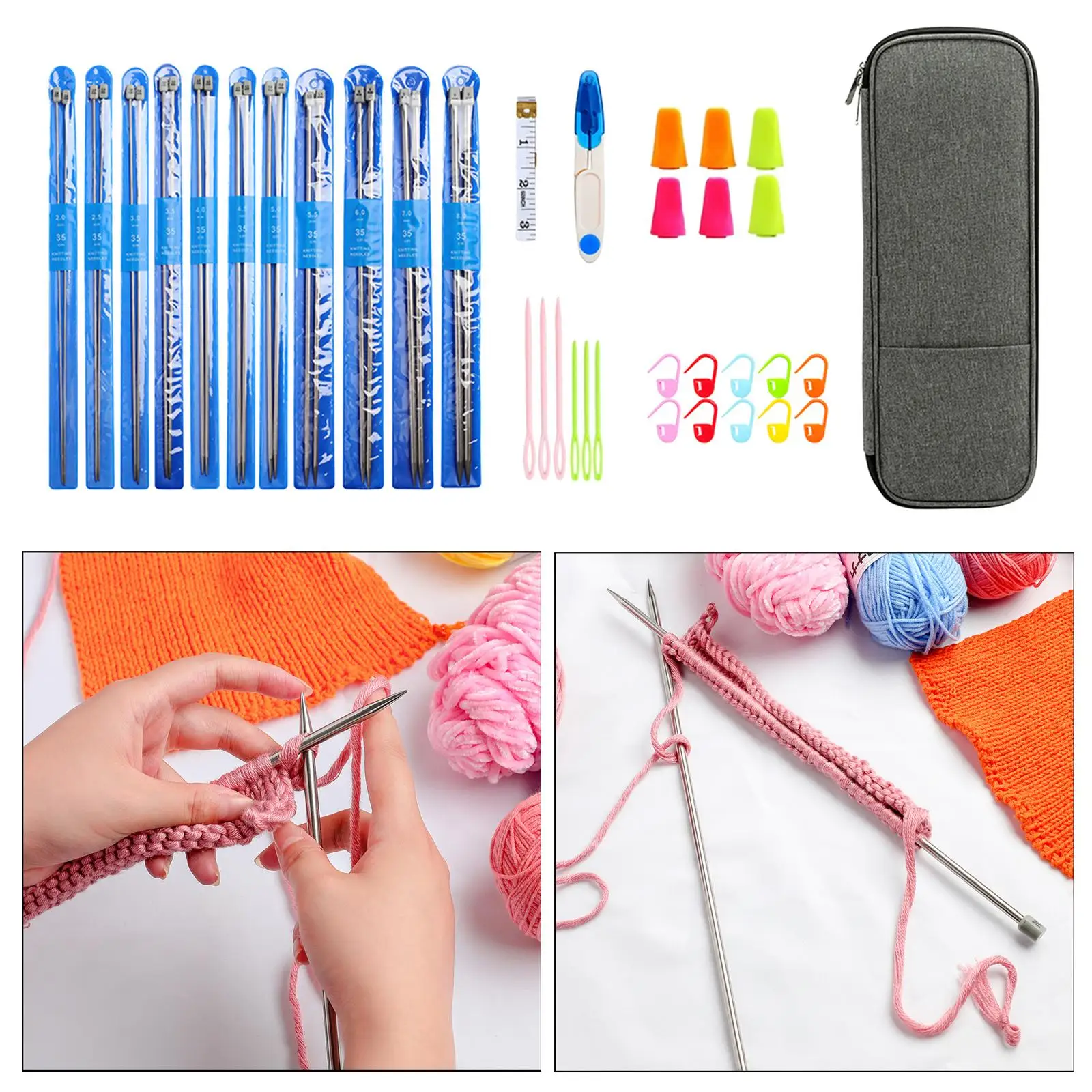 35Pcs Knitting Set, Straight Single Pointed Knitting with Full Set Accessories,11 Size .0mm-8.0mm, for Handmade DIY Knitting
35Pcs Knitting Set, Straight Single Pointed Knitting with Full Set Accessories,11 Size .0mm-8.0mm, for Handmade DIY Knitting