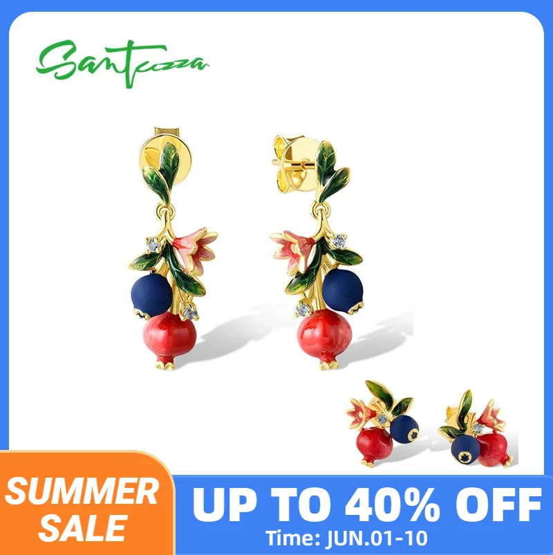 SANTUZZA Genuine 925 Sterling Silver Drop Earrings For Women Exquisite Fruits Blueberries &Pomegranate Cute Fine Jewelry Enamel
SANTUZZA Genuine 925 Sterling Silver Drop Earrings For Women Exquisite Fruits Blueberries &Pomegranate Cute Fine Jewelry Enamel