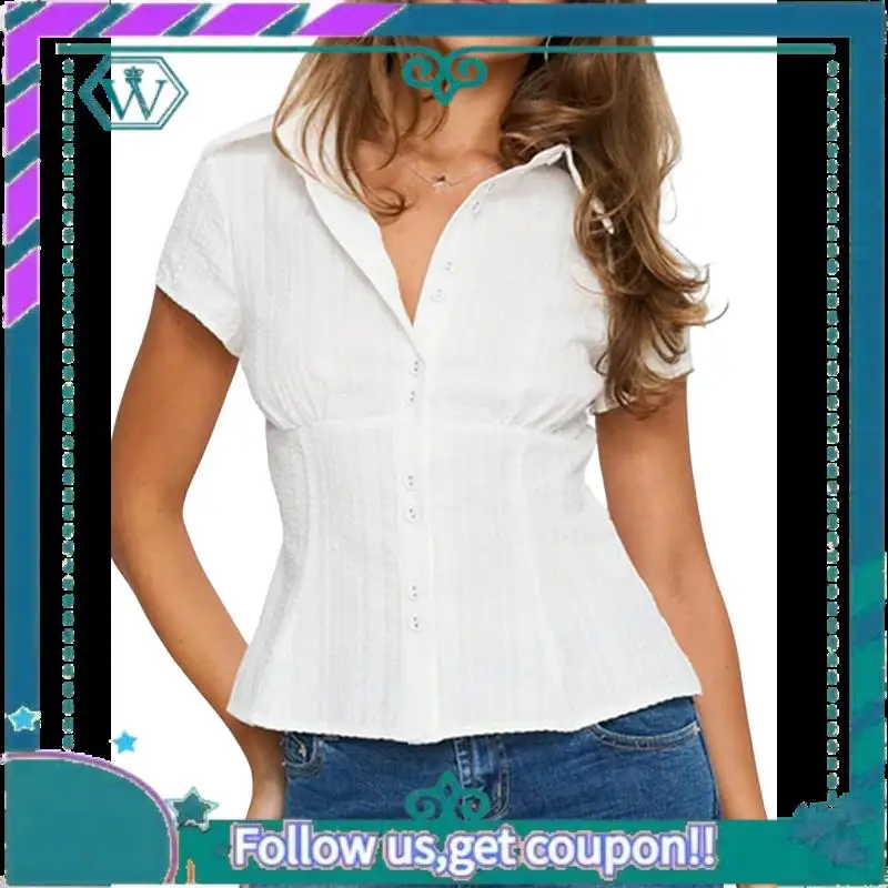 A09P Women Y2k Short Sleeve Button Up Shirt Lapel Collar V Neck Plaid Open Front Blouse Casual T-Shirt
A09P Women Y2k Short Sleeve Button Up Shirt Lapel Collar V Neck Plaid Open Front Blouse Casual T-Shirt