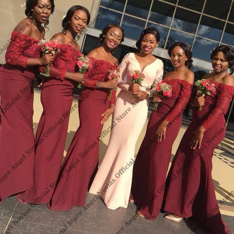 Long Sleeves Dark Red Burgundy Mermaid Bridesmaid Dresses 2026 Lace Up Wedding Party Dresses robe demoiselle d'honneur
Long Sleeves Dark Red Burgundy Mermaid Bridesmaid Dresses 2026 Lace Up Wedding Party Dresses robe demoiselle d'honneur
