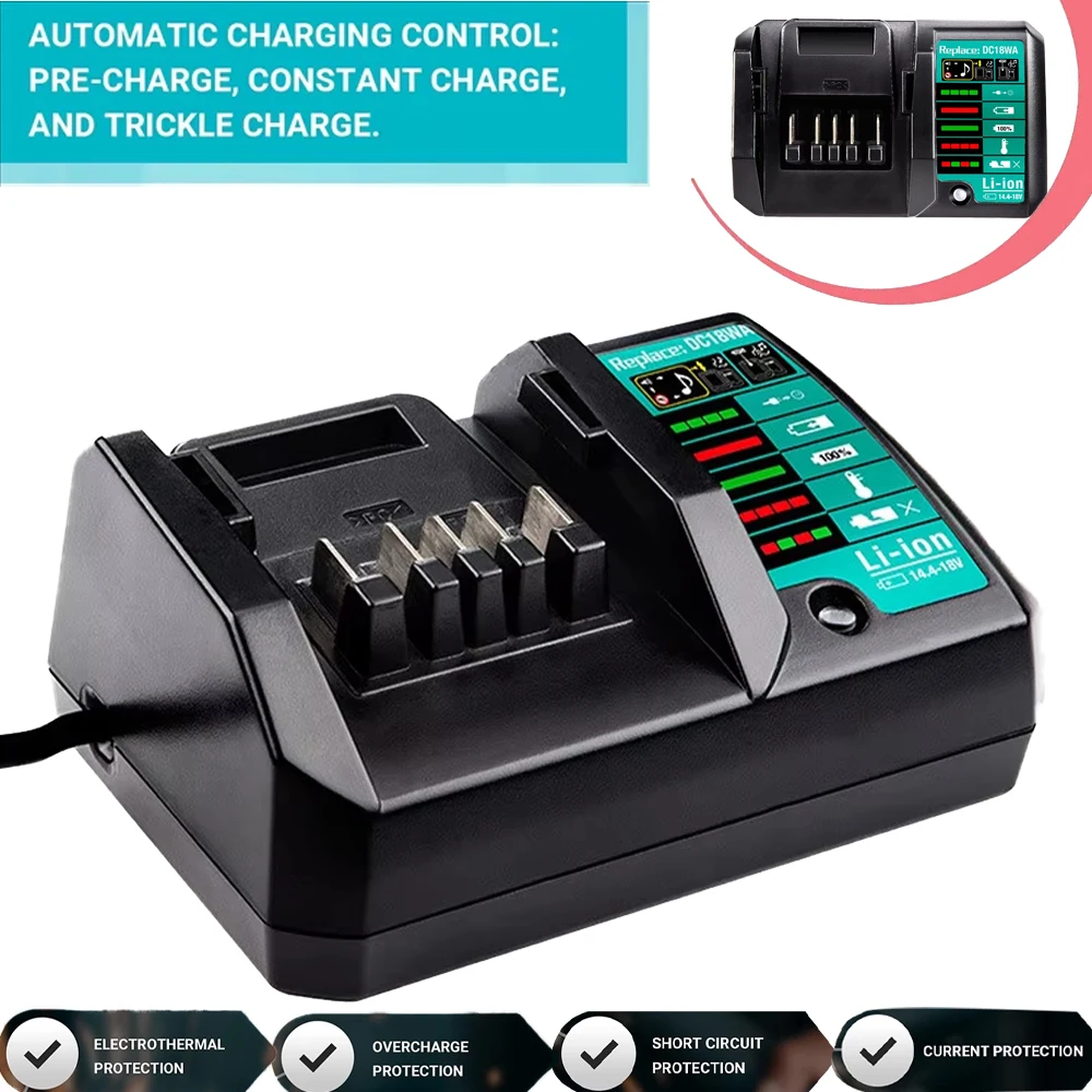 DC18WA Fast Lithium Charger for Makita 14.4V-18V BL1813G BL1811G DC18SG DC1851 BL1415G Li-ion Battery Power Tools
DC18WA Fast Lithium Charger for Makita 14.4V-18V BL1813G BL1811G DC18SG DC1851 BL1415G Li-ion Battery Power Tools