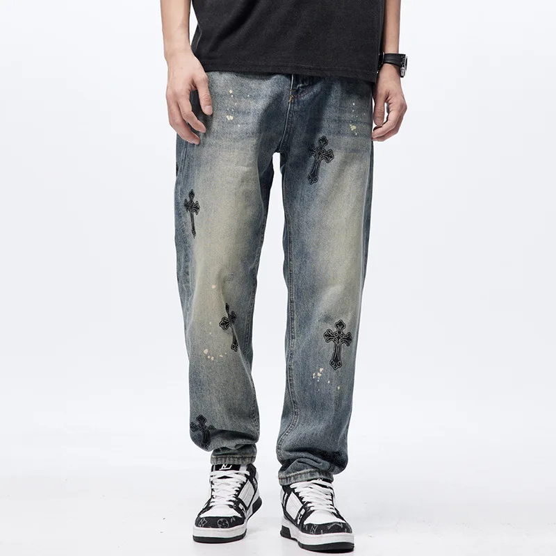 Waed American Vibe Jeans Men's And Women's Cross Print Loose Straight Leg Long Trousers Casual Denim Jeans for Youth
Waed American Vibe Jeans Men's And Women's Cross Print Loose Straight Leg Long Trousers Casual Denim Jeans for Youth