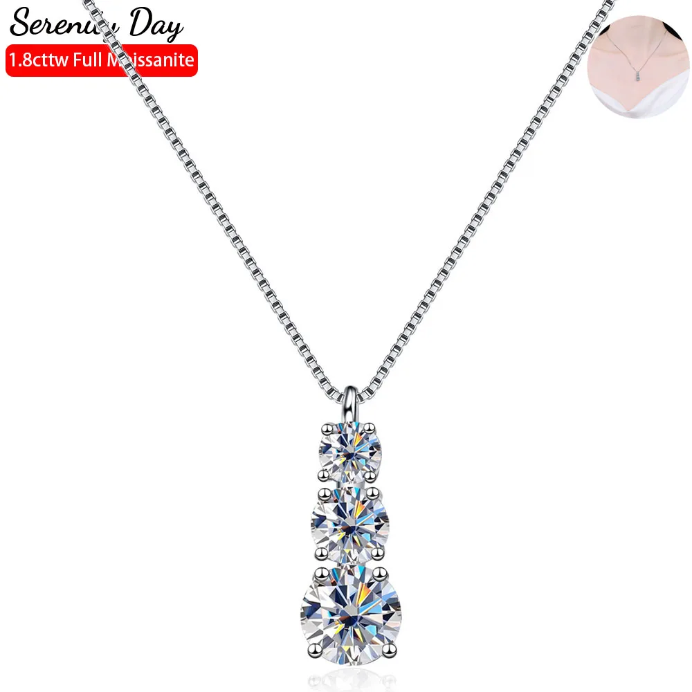Serenity Day 1.8cttw D Color 3 Stones Full Moissanite Pendant Necklace For Women S925 Sterling Silver Plate Pt950 Fine Jewelry
Serenity Day 1.8cttw D Color 3 Stones Full Moissanite Pendant Necklace For Women S925 Sterling Silver Plate Pt950 Fine Jewelry
