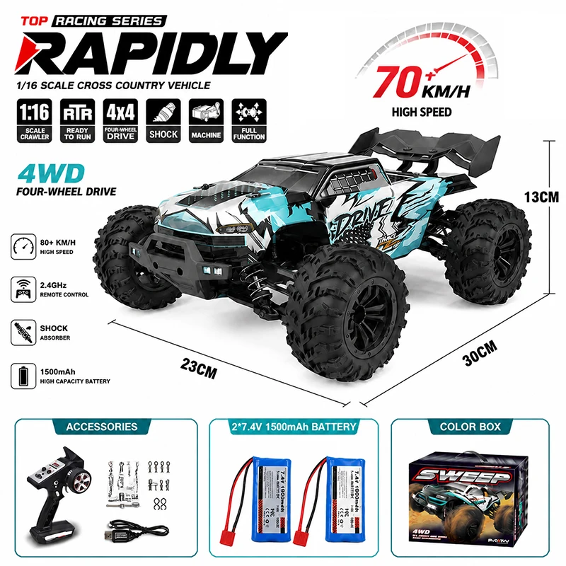 4×4 RC Car 16101PRO1:16 70KM/H Or 50KM/H With LED Remote Control Cars High Speed Drift Monster 4x4 Truck for Kids vs 144001 Toys
4×4 RC Car 16101PRO1:16 70KM/H Or 50KM/H With LED Remote Control Cars High Speed Drift Monster 4x4 Truck for Kids vs 144001 Toys