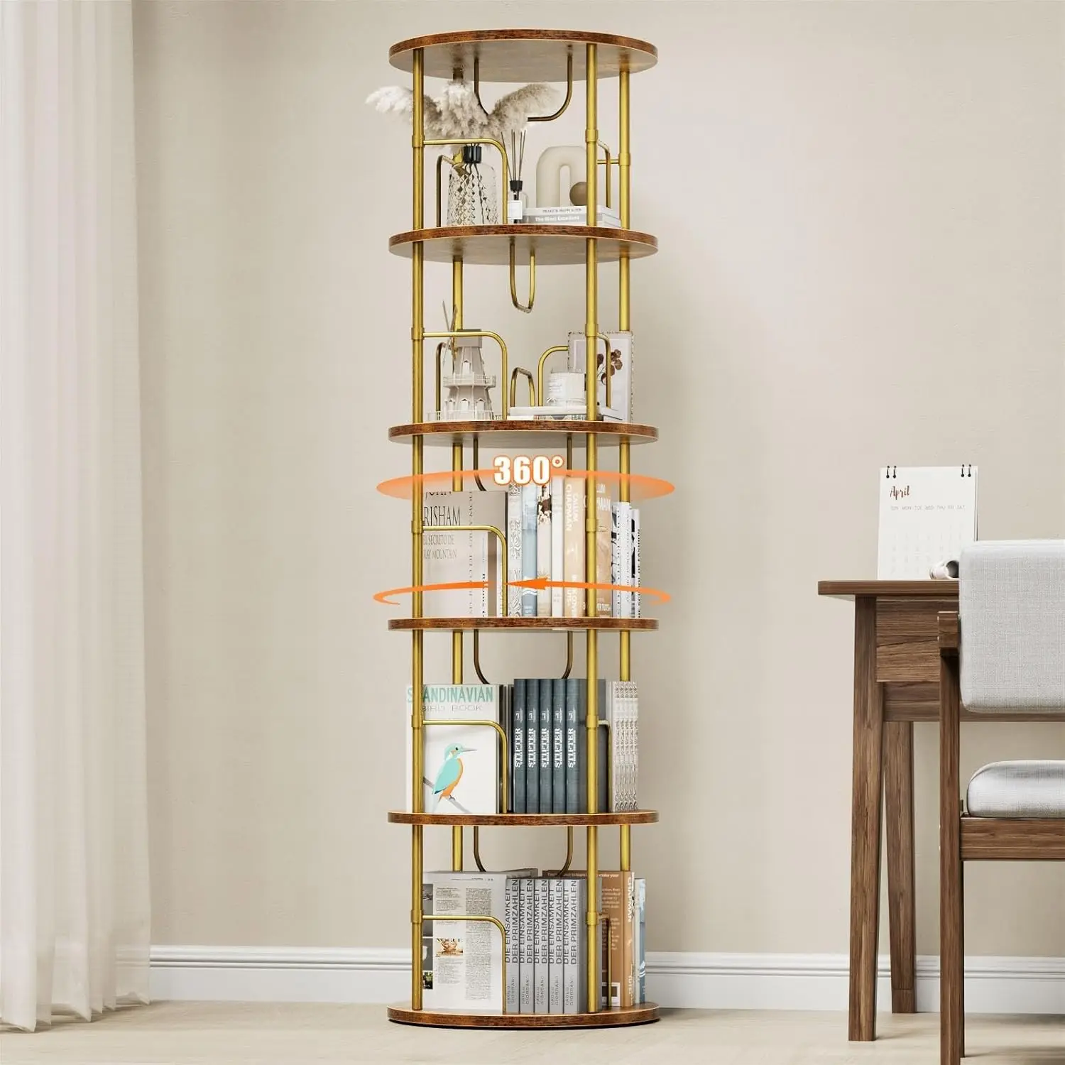 5 Tier Rotating Bookshelf, 360° Spinning Display Tower, Space Saving Corner Storage for Bedroom Living Room
5 Tier Rotating Bookshelf, 360° Spinning Display Tower, Space Saving Corner Storage for Bedroom Living Room