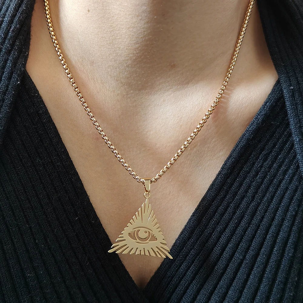 Triangle Unique Design Eye Pendants Women's Necklaces Luxury Stainless Steel Neo Gothic Style Accessory Halloween Party Gifts
Triangle Unique Design Eye Pendants Women's Necklaces Luxury Stainless Steel Neo Gothic Style Accessory Halloween Party Gifts