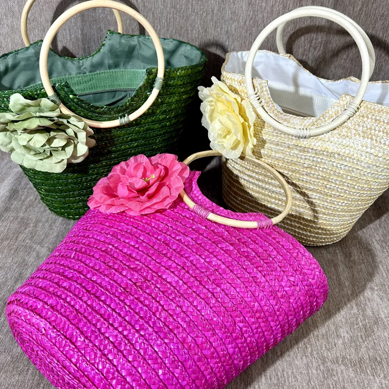 CLAREGQI Green Straw Tote Bag with Bamboo Ring Handles, Women's Floral Woven Beach Handbag Floral Decorated Woven Basket Bag, Su
CLAREGQI Green Straw Tote Bag with Bamboo Ring Handles, Women's Floral Woven Beach Handbag Floral Decorated Woven Basket Bag, Su
