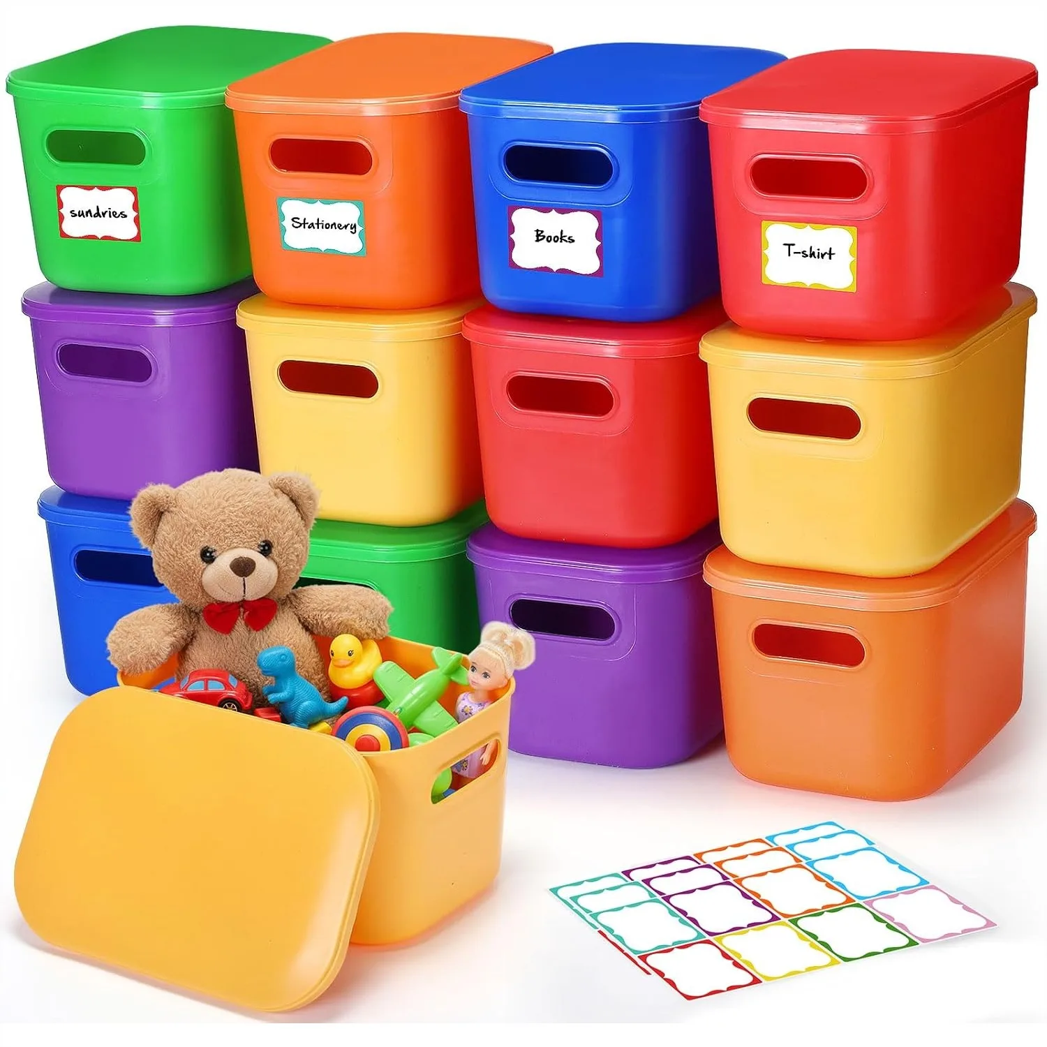 Plastic Storage Bins with Lids, 12 Pack 7 Quart Stackable Toy Boxes with Handles and Labels for Classroom, Shelf, Bedroom,
Plastic Storage Bins with Lids, 12 Pack 7 Quart Stackable Toy Boxes with Handles and Labels for Classroom, Shelf, Bedroom,
