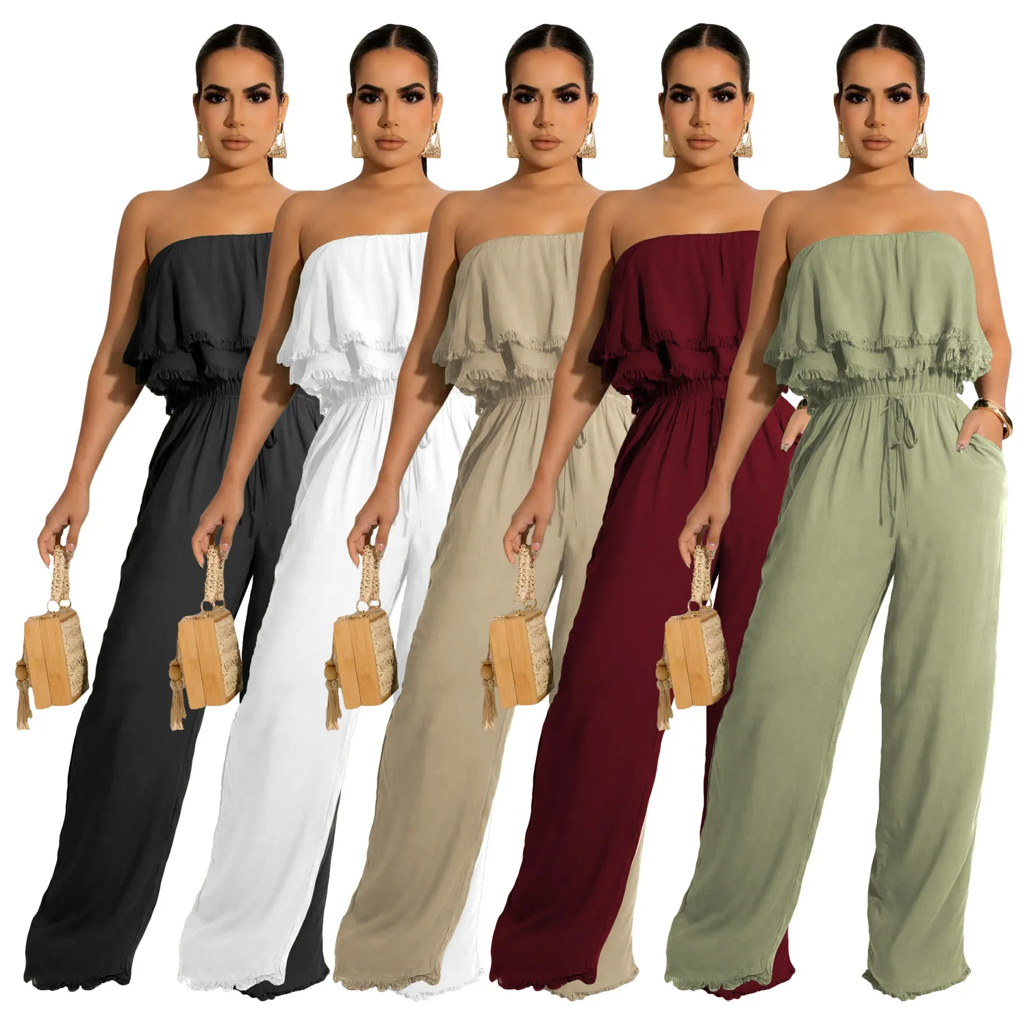 Summer Strapless Loose Jumpsuit Women Romper Streetwear One Piece Outfit Women Backless Black Jumpsuit Female Ladies 2022
Summer Strapless Loose Jumpsuit Women Romper Streetwear One Piece Outfit Women Backless Black Jumpsuit Female Ladies 2022