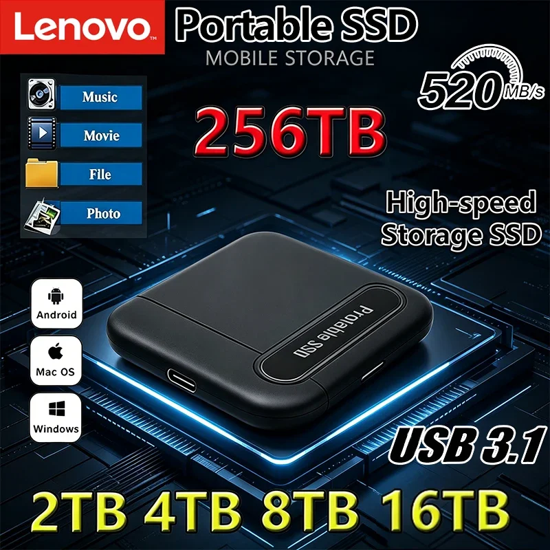 Lenovo Original Portable External SSD Hard Disk Drive - USB3.1 2TB/4TB/8TB Solid State Storage for Laptop PC Desktop
Lenovo Original Portable External SSD Hard Disk Drive - USB3.1 2TB/4TB/8TB Solid State Storage for Laptop PC Desktop
